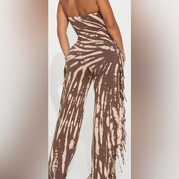 Fashion Nova Brown Tie-Dye Strapless Jumpsuit - Picture 4 of 7